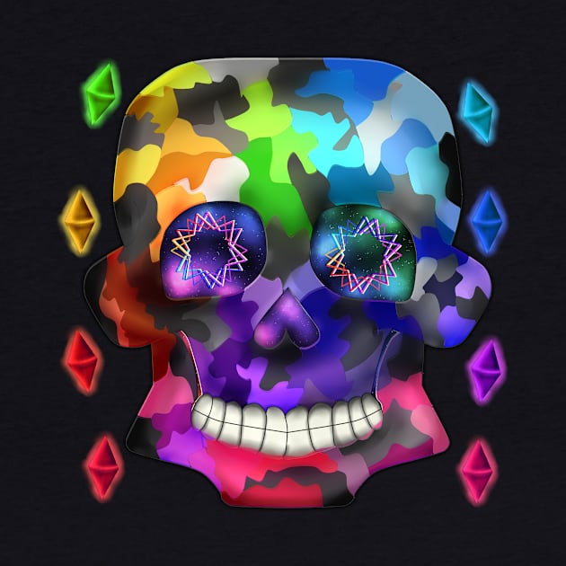 Rainbow Camouflage Skull by cherubi19
